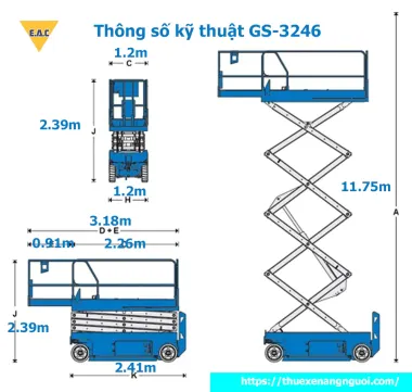 Xe nâng người cắt kéo cao 12 mét Genie GS-3246