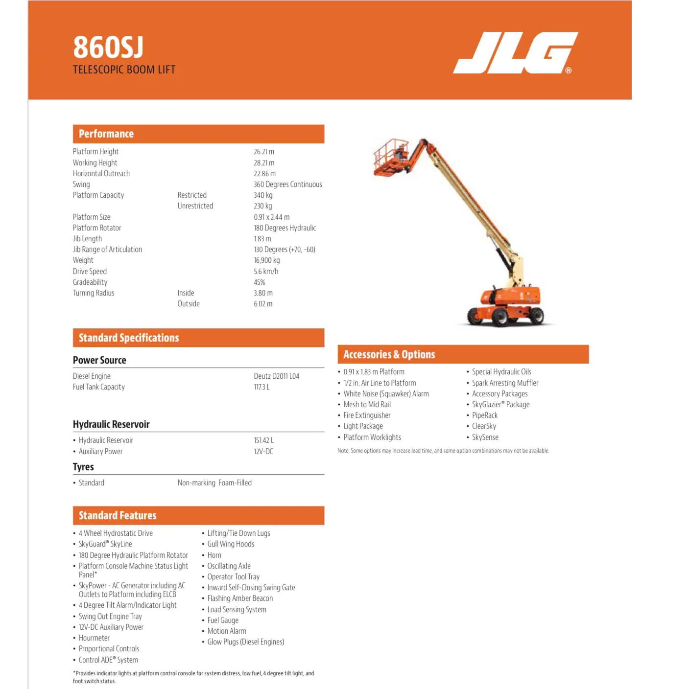 Xe nâng người cần thẳng cao 28 mét JLG 860SJ