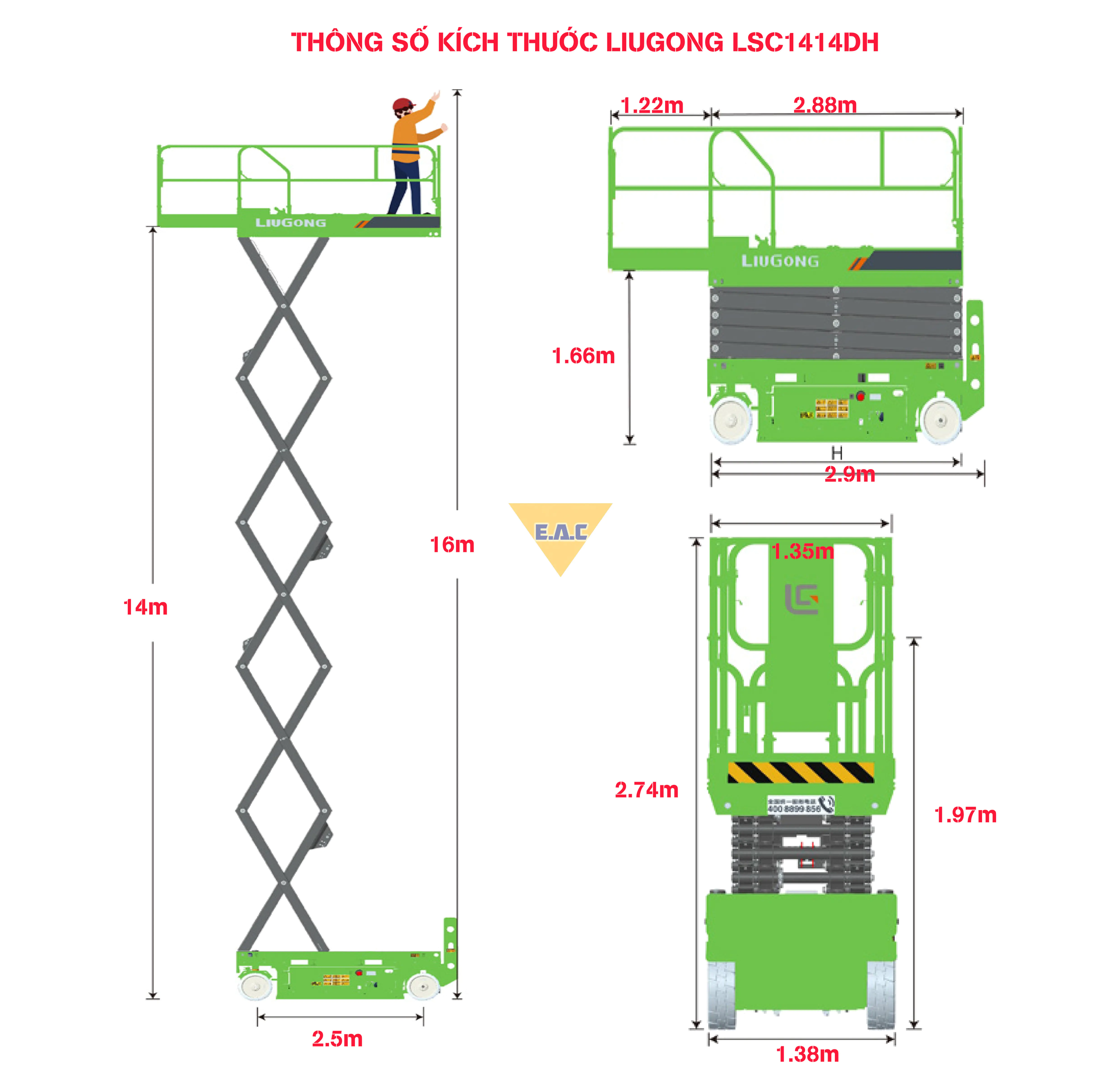 Bán xe nâng người cắt kéo 16 mét LiuGong LSC1414DH